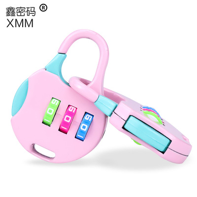 XMM-8004锌合金3位彩色密码挂锁文具礼品行李箱背包笔袋